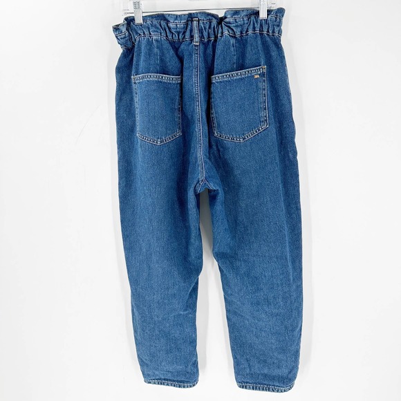Zara Paperbag Waist Straight Leg Baggy Trendy Jeans - Picture 7 of 8